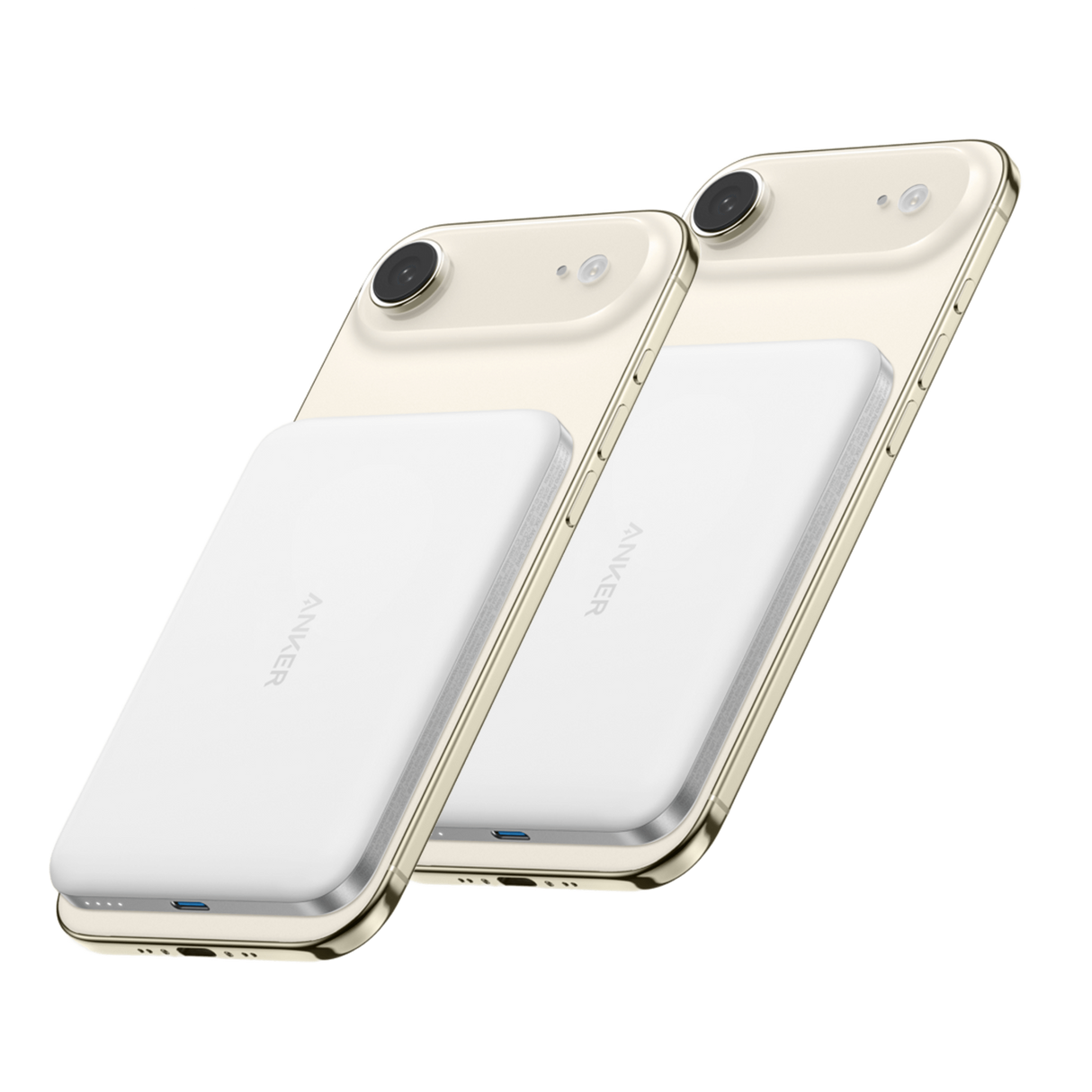 Anker Nano Power Bank 5K with MagGo, slim portable USB-C charger lying on a white surface.