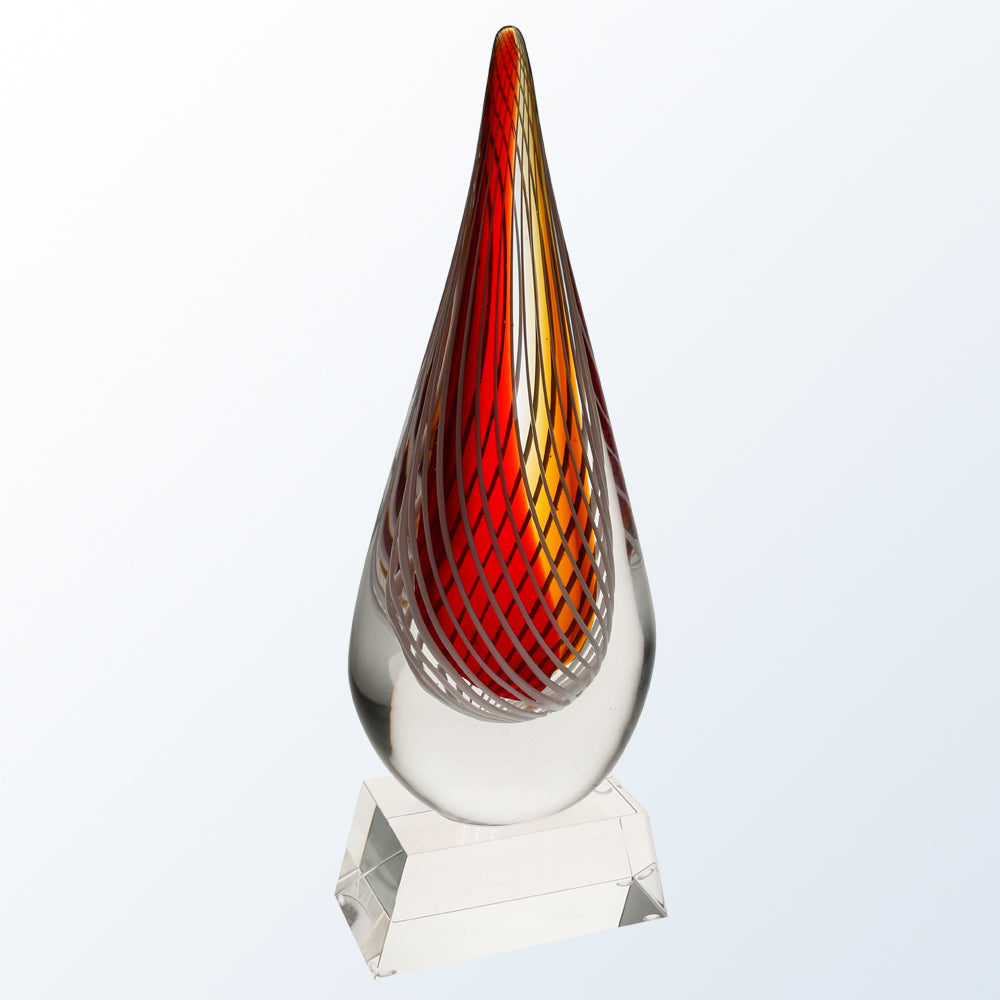Red Swirl with clear base premium recognition award