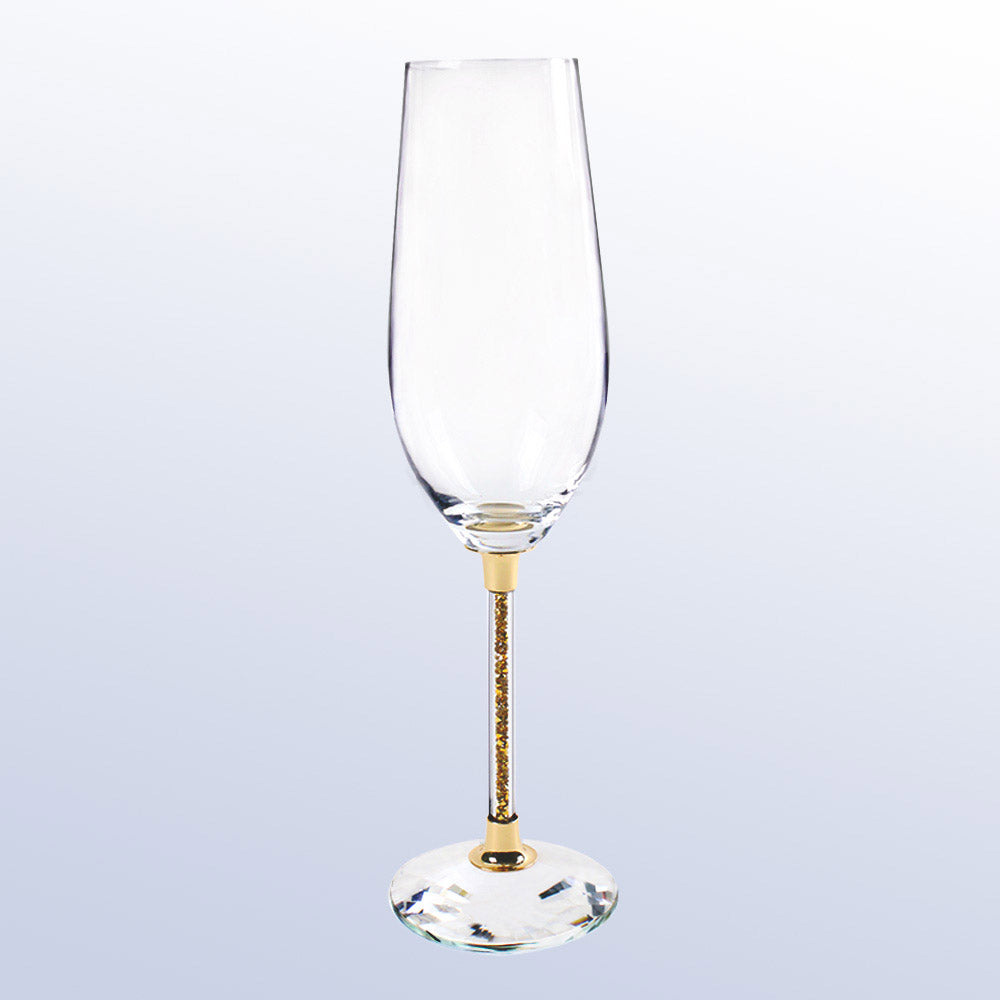 Gold Wedding Champagne Flute Set 9-1/2"H premium recognition award