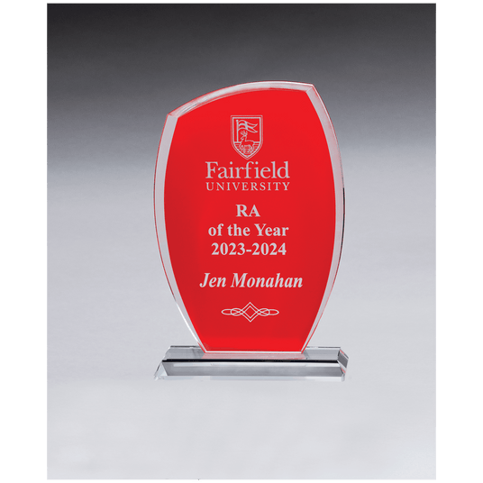 Tidal Series Painted Background Glass Award in red