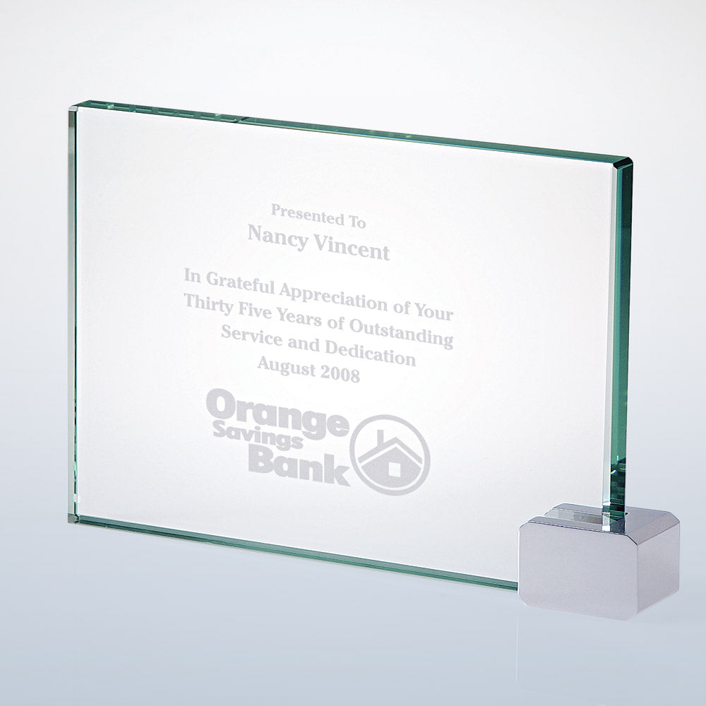 Achievement Award W/ Chrome Rectangle Holder premium recognition award