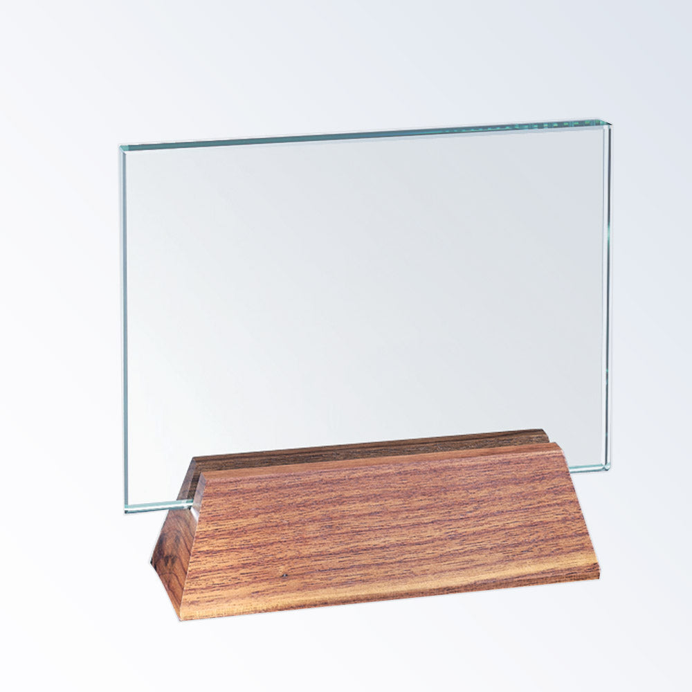 Horizontal Rectangle W/ Slant Walnut Base premium recognition award