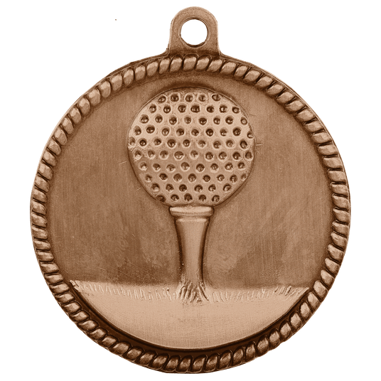 Golf High Relief Medal-Bronze 2"