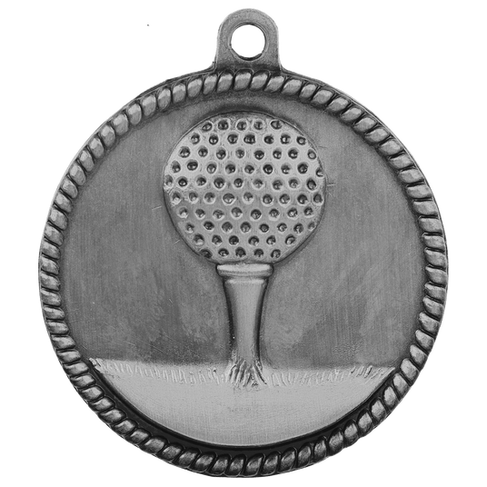 Golf High Relief Medal-Silver 2"