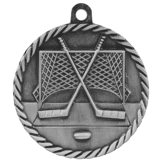 Hockey High Relief Medal-Silver 2"