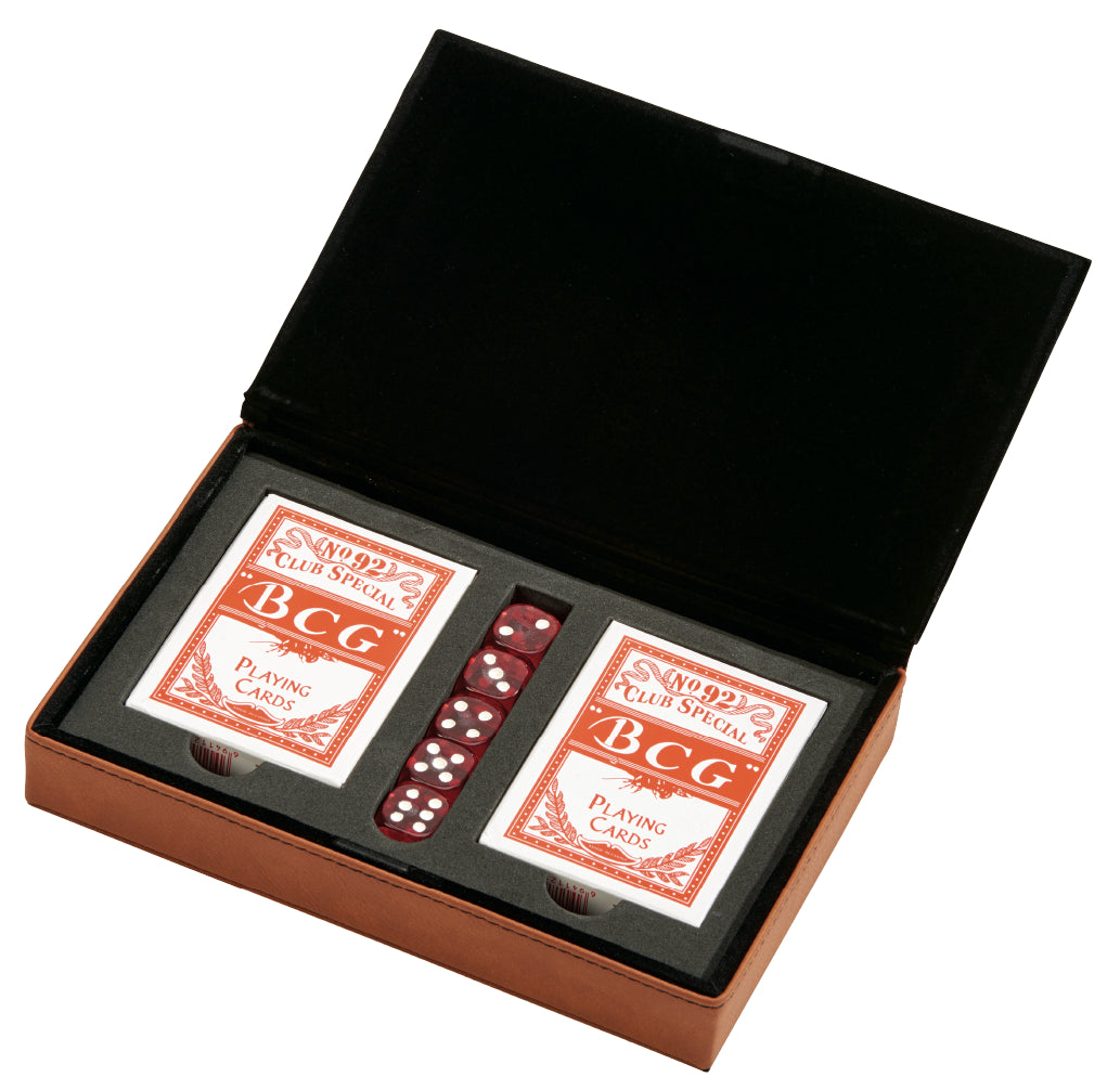 Leatherette 2 Card Deck Set, Caramel 5" X 7.75"-AKD Ink