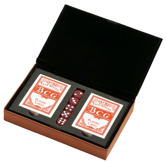 TMSACHARMCGHVMSLMLCLLL2M10 - Leatherette 2 Card Deck Set, Caramel 5" X 7.75"