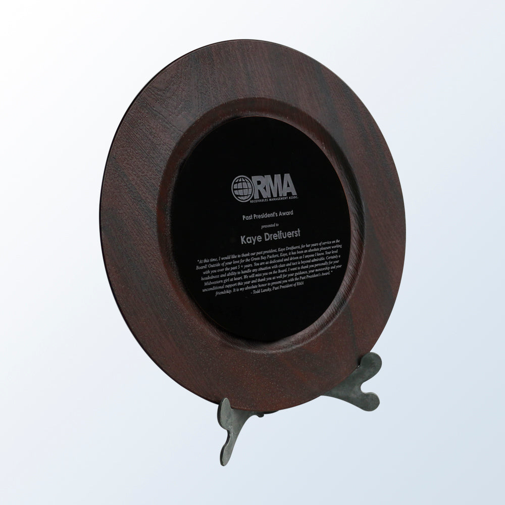 Round Plate Mahogany premium recognition award