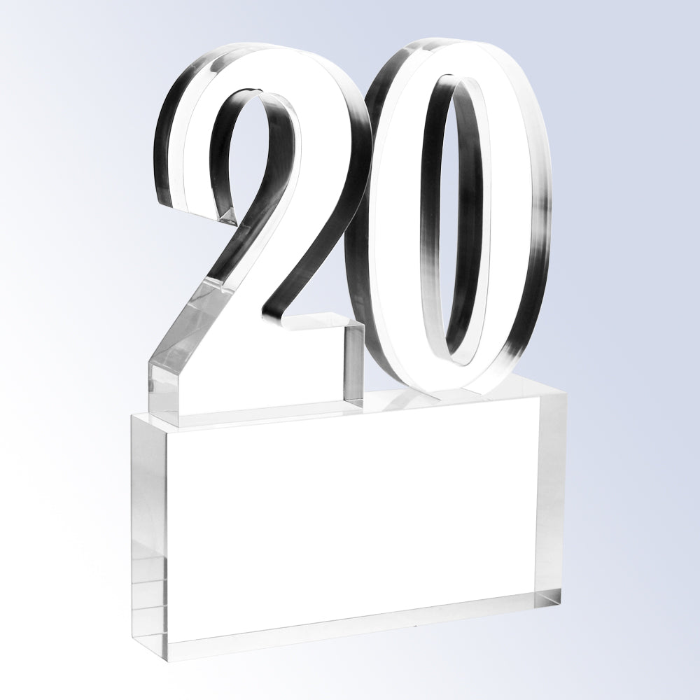Number 20 Base Attached premium recognition award