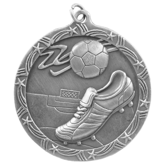 Soccer Shooting Star Medal-Silver 2 1/2"