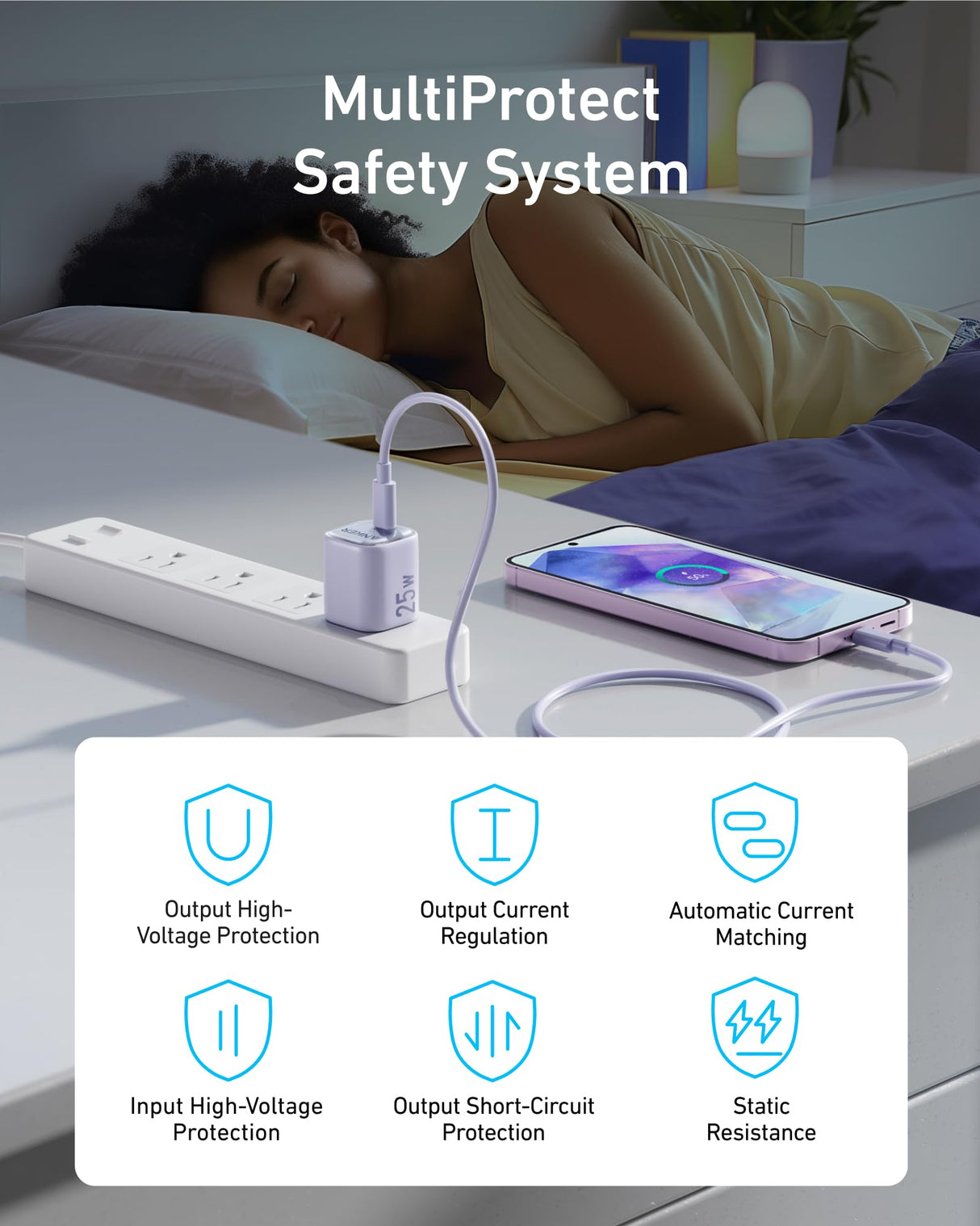 White Anker 25W compact charger with sleek design, suitable for fast charging smartphones and devices.