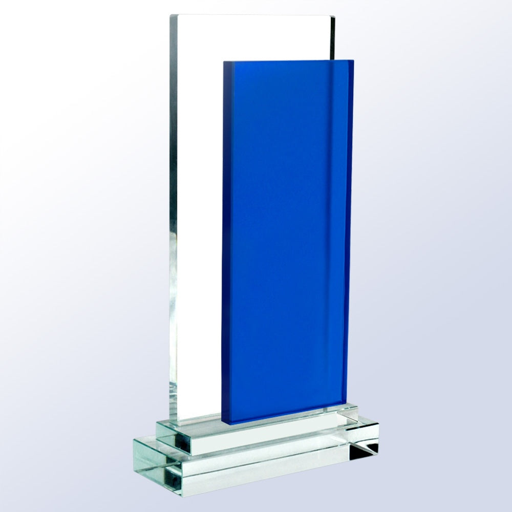 Blue Rectangle - Clear Base premium recognition award