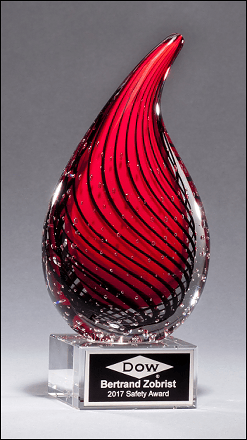 Airflyte art glass award with clear rectangular design and engraved surface, 4x7.5 inches, suitable for recognition and display.