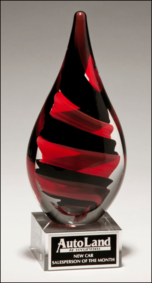 Airflyte art glass awards with clear rectangular design and engraved surface, perfect for recognition and achievement displays.