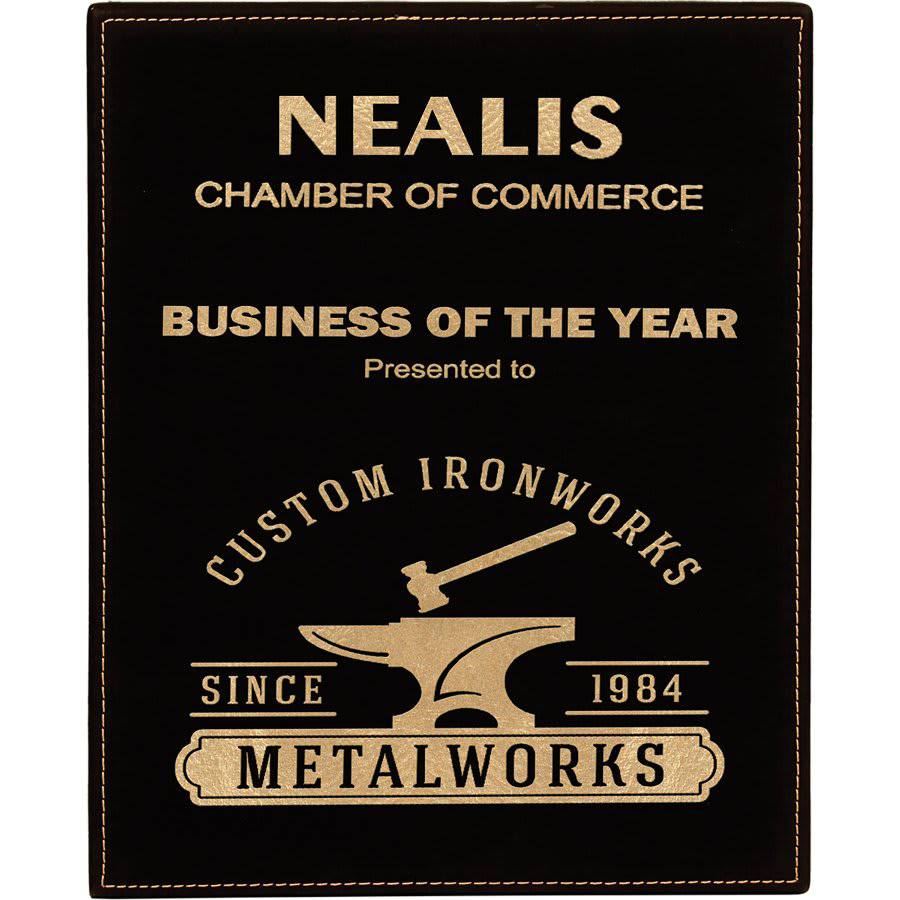 Black/Gold Laserable Leatherette Plaque-AKD Ink