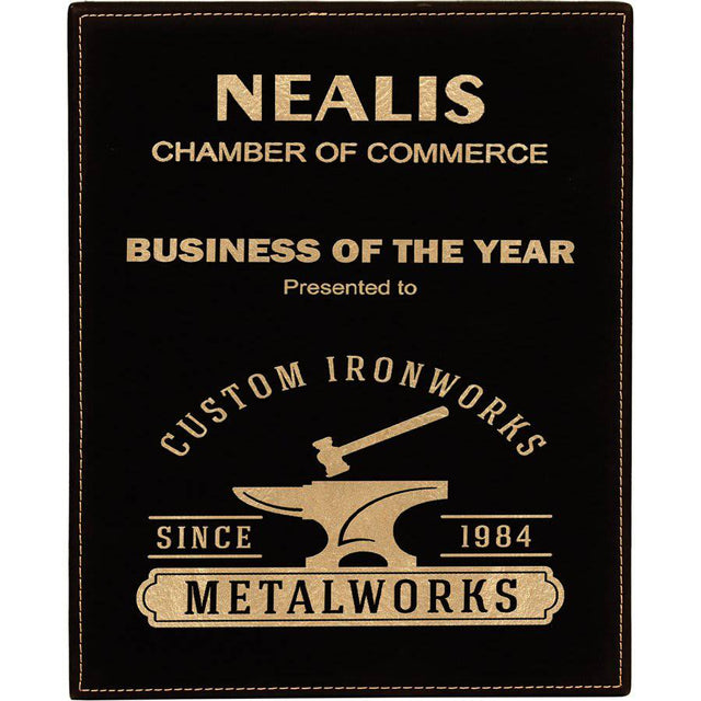 Black/Gold Laserable Leatherette Plaque-AKD Ink