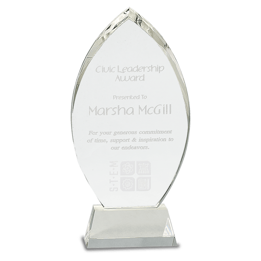 Crystal Oval Award on Clear Base - Custom Engraved-AKD Ink