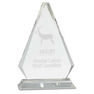 Large Clear Crystal Triangle on Clear Pedestal Base-AKD Ink