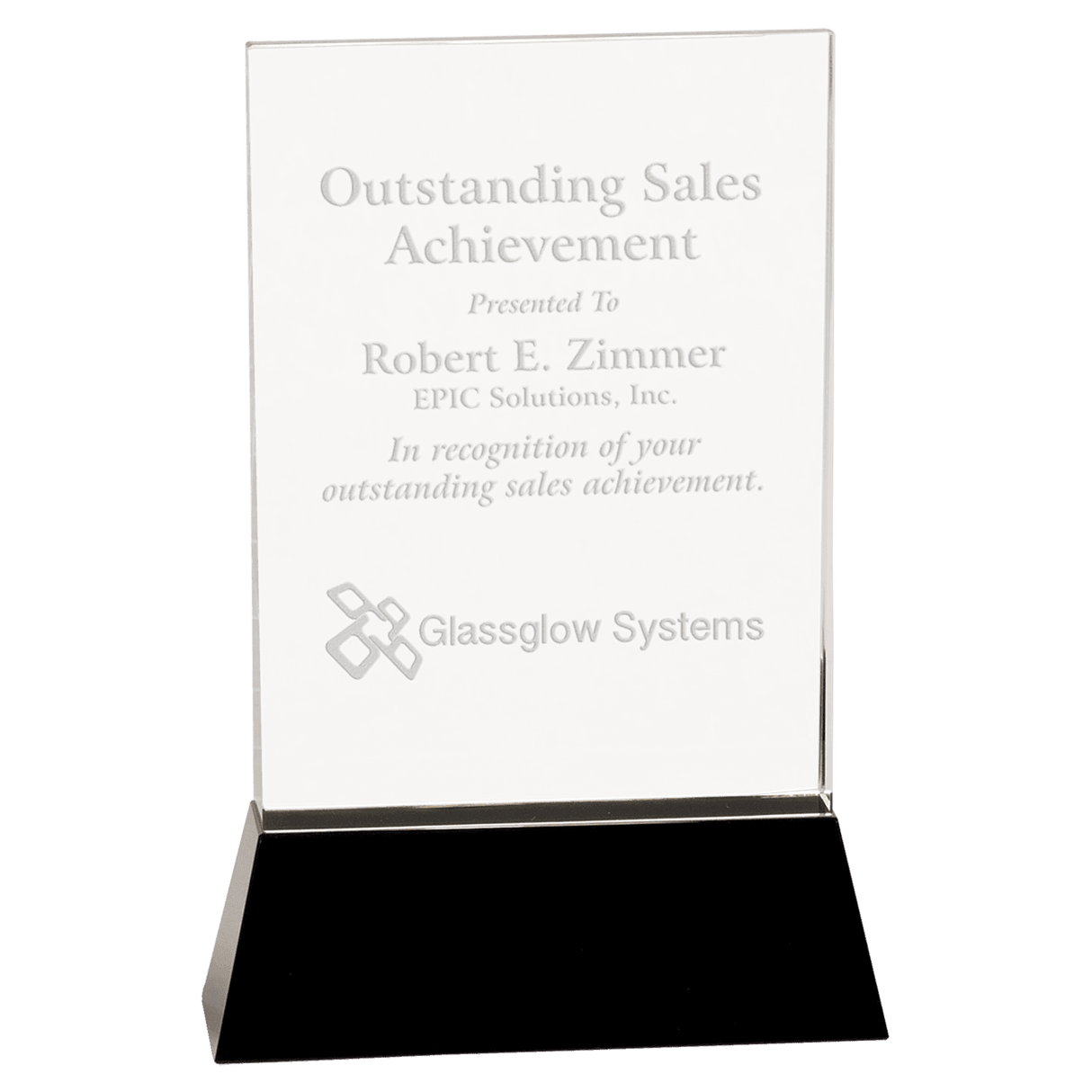 Large Clear Crystal Rectangle Wedge on Base-AKD Ink