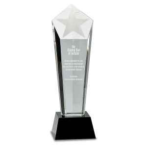 Large Crystal Frosted Star Column on Pedestal Base - AKD Ink
