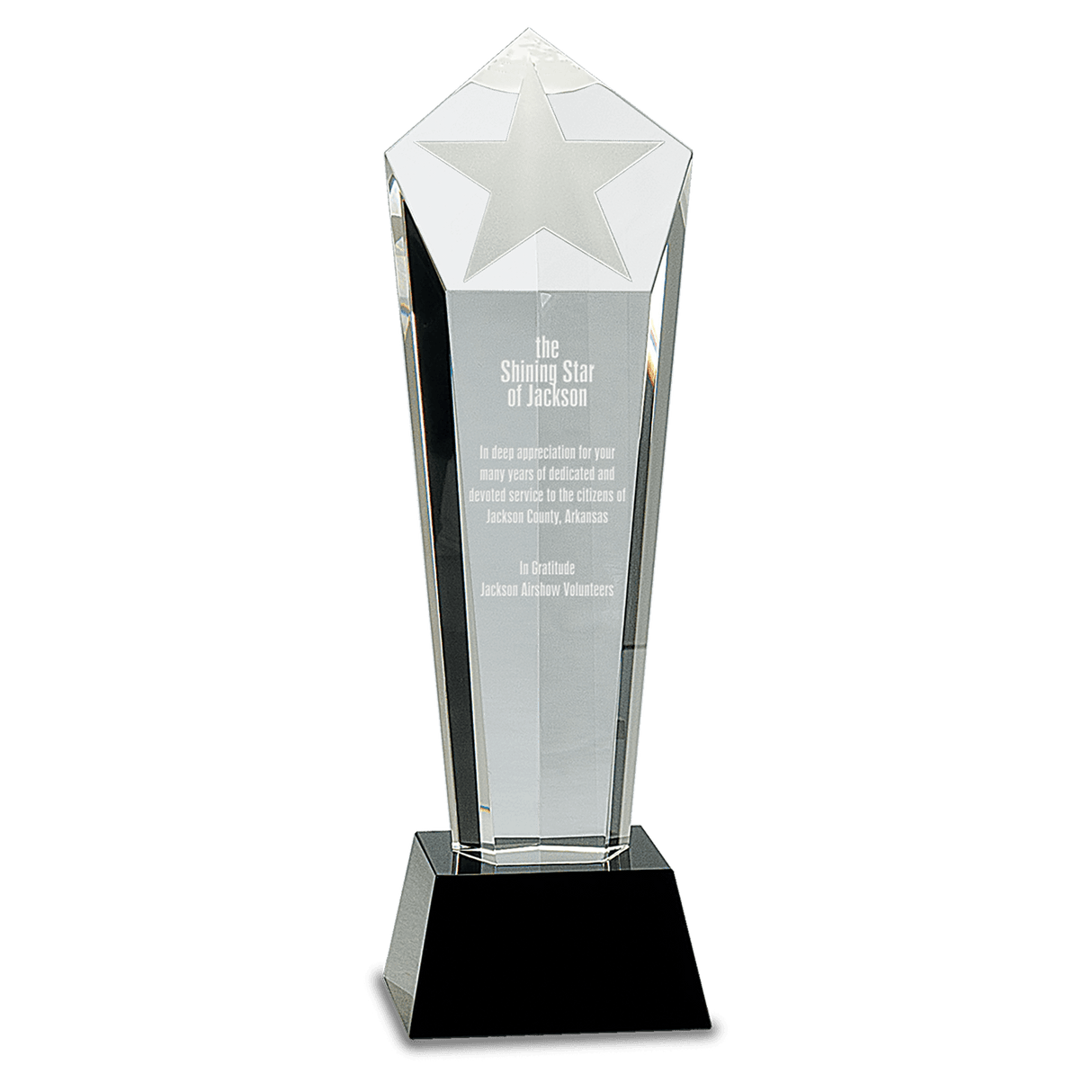 Large Crystal Frosted Star Column on Pedestal Base-AKD Ink