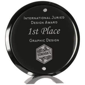 Large Round Piano Finish Floating Jade Glass Standup-AKD Ink