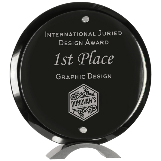 Large Round Piano Finish Floating Jade Glass Standup-AKD Ink