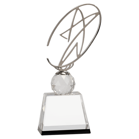 Small Clear/ Crystal Award with Silver Metal Oval Star-AKD Ink