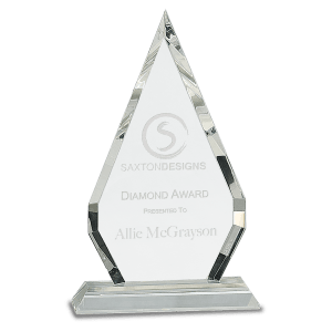 Medium Crystal Diamond on Clear Pedestal Base-AKD Ink