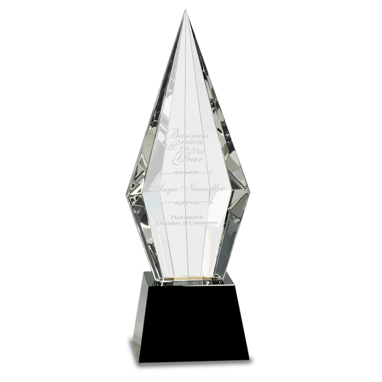 Large Obelisk Facet Crystal on Pedestal Base-AKD Ink