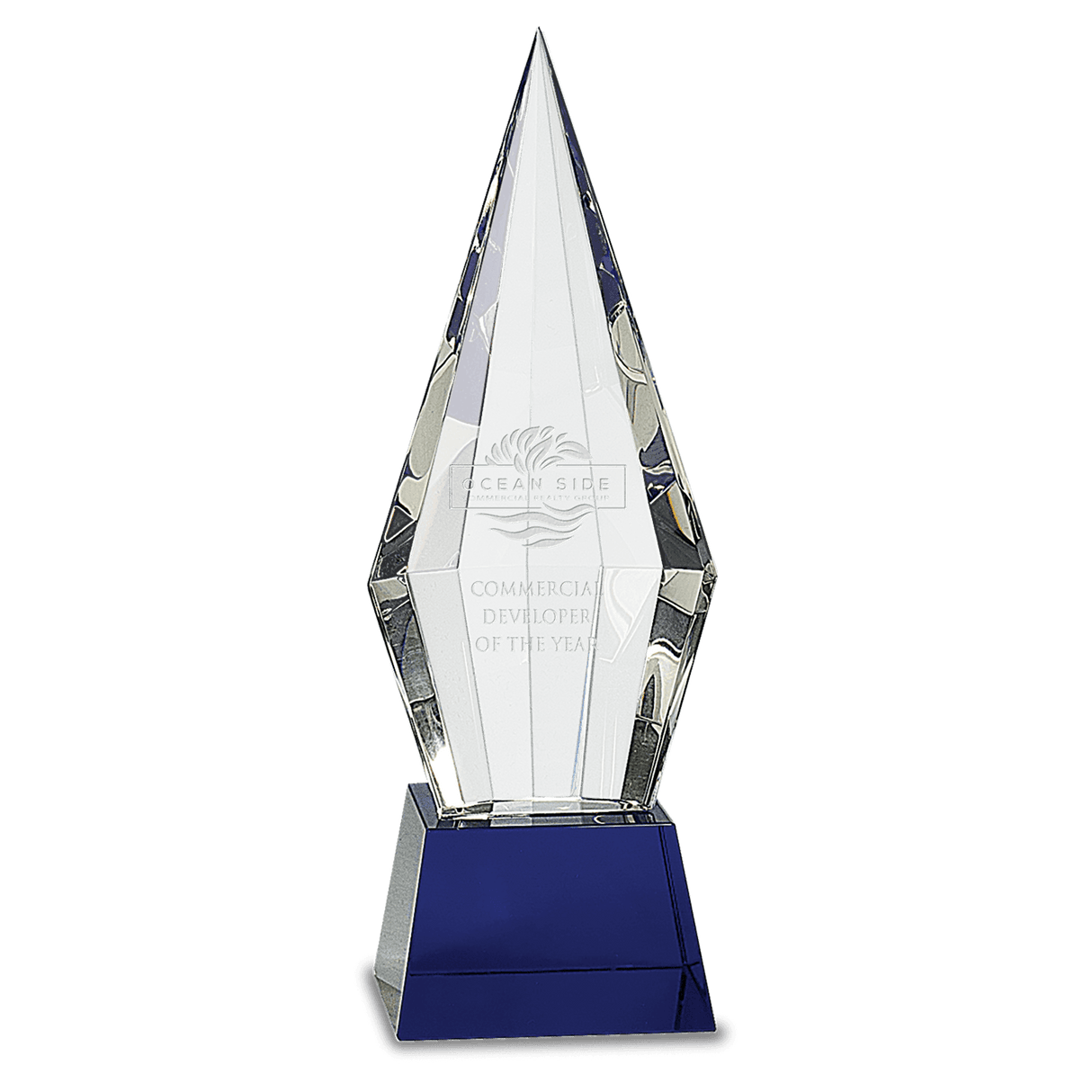 Large Obelisk Facet Crystal on Pedestal Base-AKD Ink