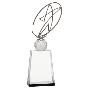 Large Clear/ Crystal Award with Silver Metal Oval Star-AKD Ink