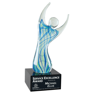 Raised Arms Art Glass with Square  Base-AKD Ink