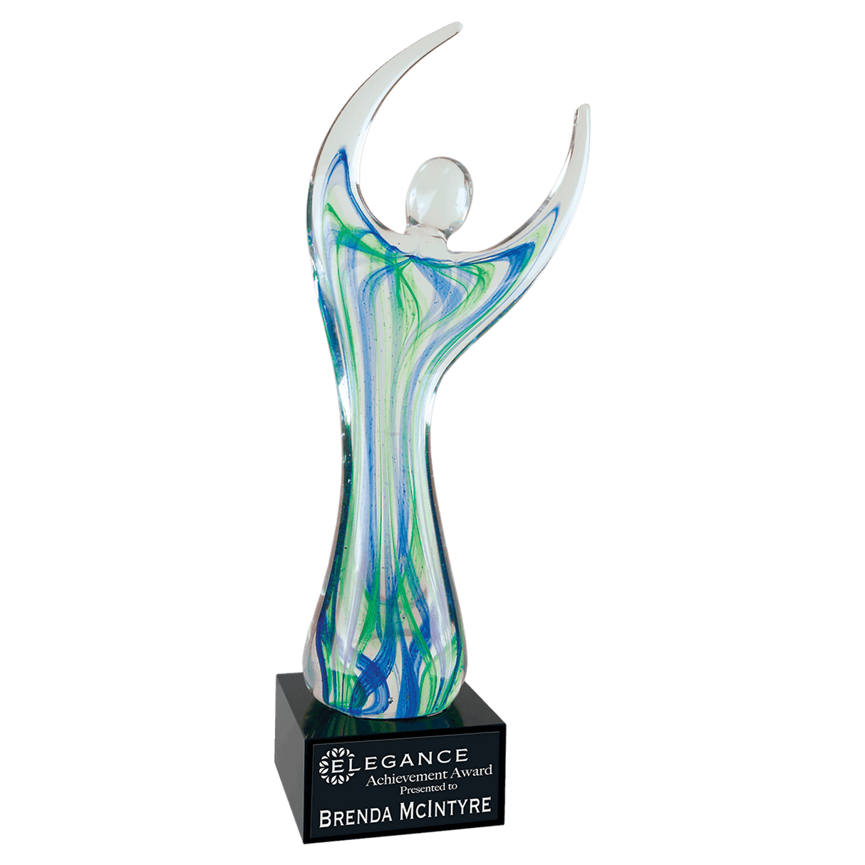 Raised Arms Art Glass with Square  Base-AKD Ink