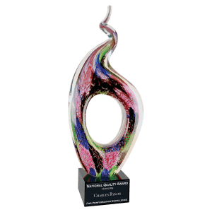 Twist Top Art Glass with Square  Base-AKD Ink