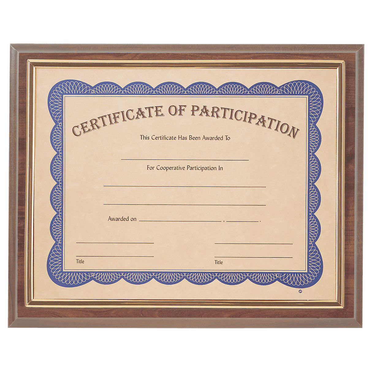 Cherry Finish Plaque with Gold Slide-In Certificate Frame-AKD Ink