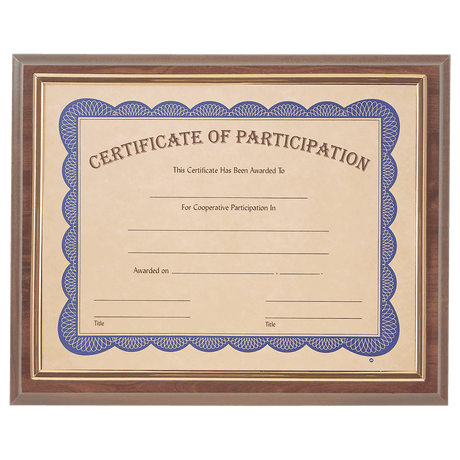 Cherry Finish Plaque with Gold Slide-In Certificate Frame-AKD Ink