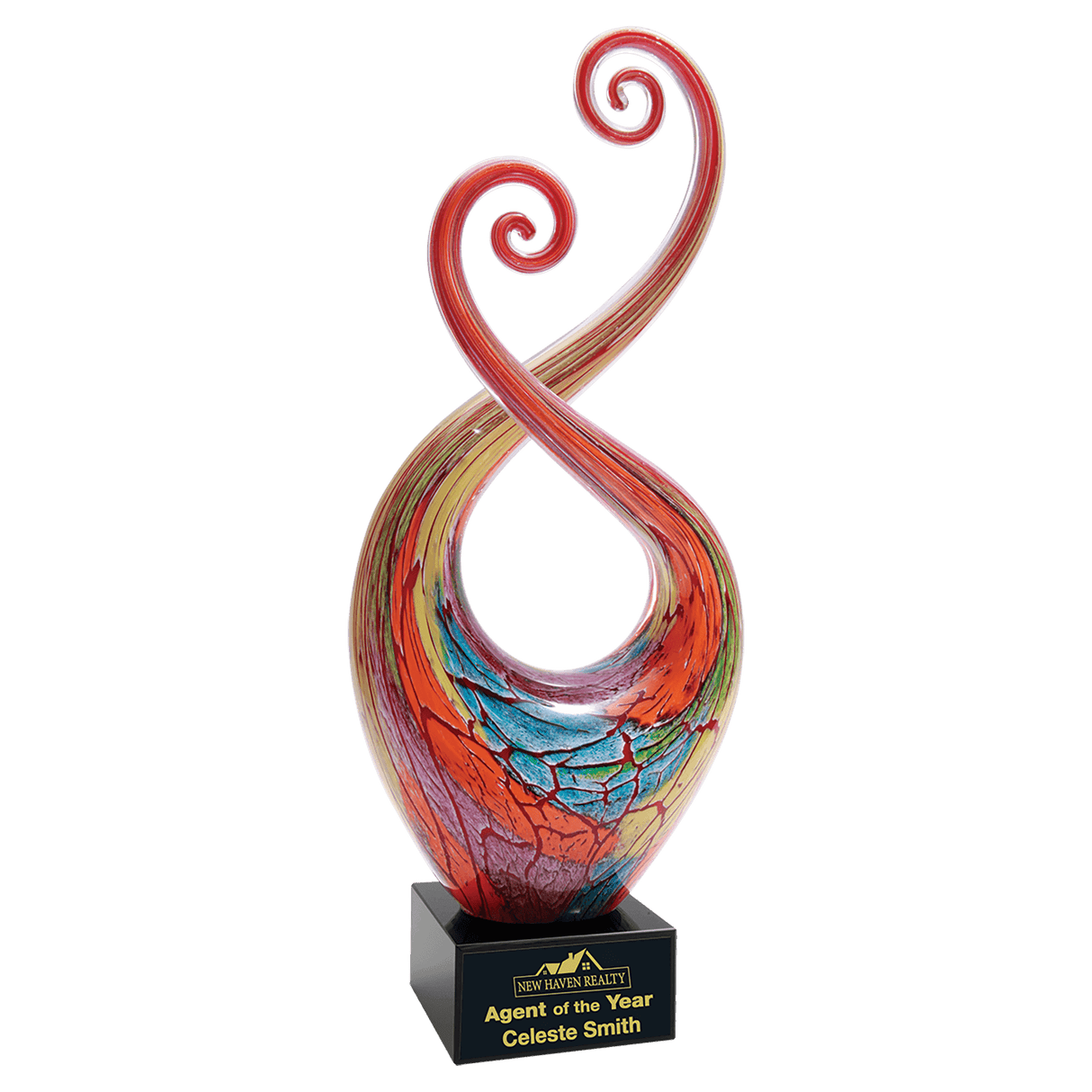 Multi-Color Twist Art Glass with Base-AKD Ink