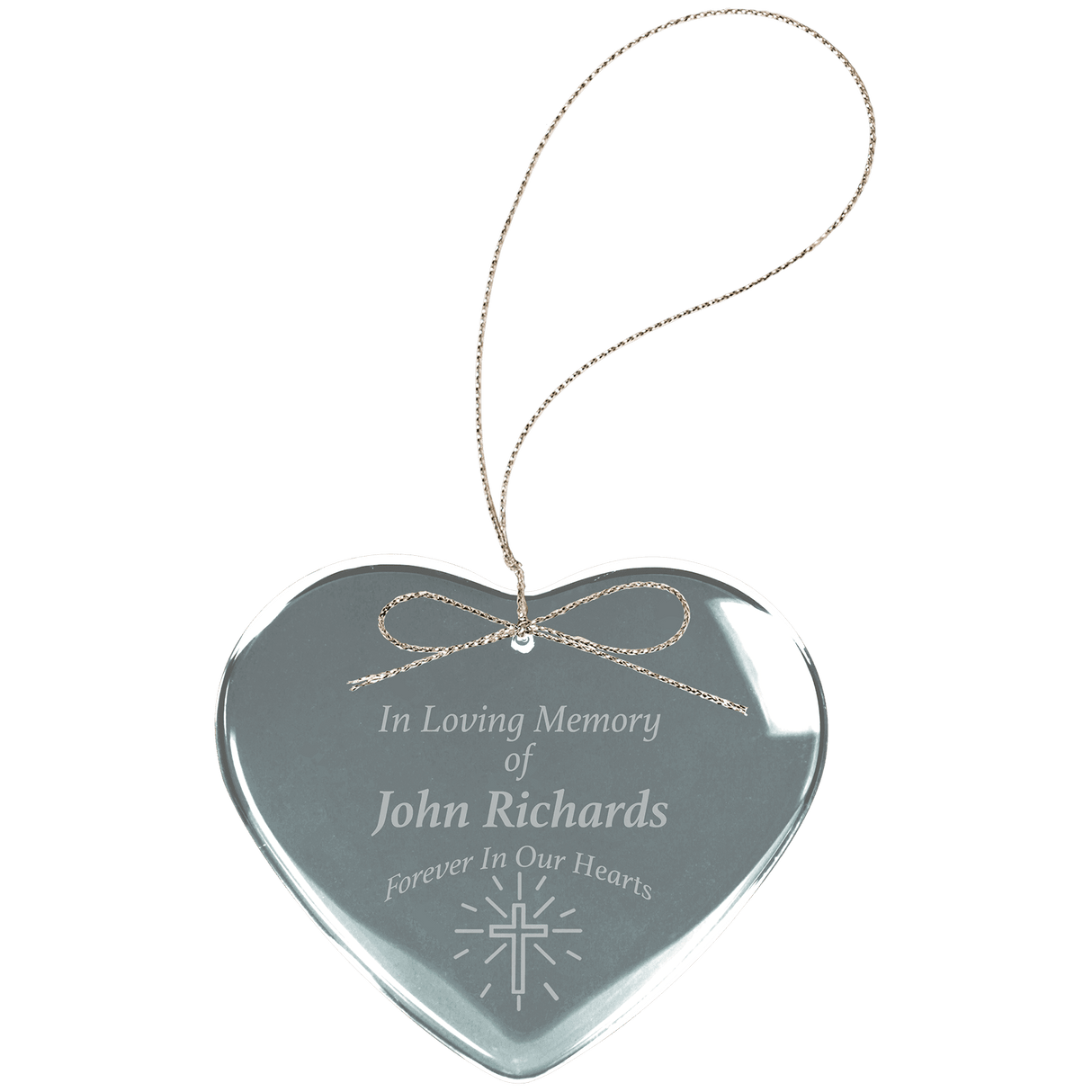 Clear crystal heart ornament by AKD Ink, shiny and faceted with a delicate heart shape, perfect for decorative display.
