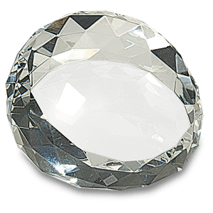Small Clear Round Crystal Facet Paperweight - AKD Ink