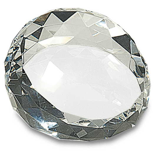 Small Clear Round Crystal Facet Paperweight-AKD Ink