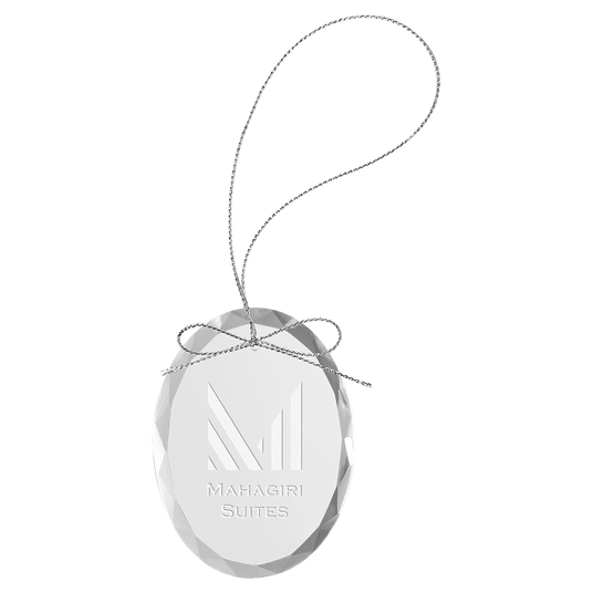 Clear Oval Glass Ornament with Silver String-AKD Ink