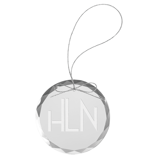 Clear Round Glass Ornament with Silver String-AKD Ink
