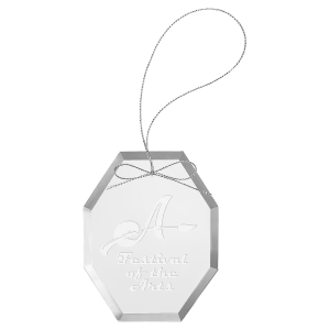 Clear Octagon Glass Ornament with Silver String-AKD Ink