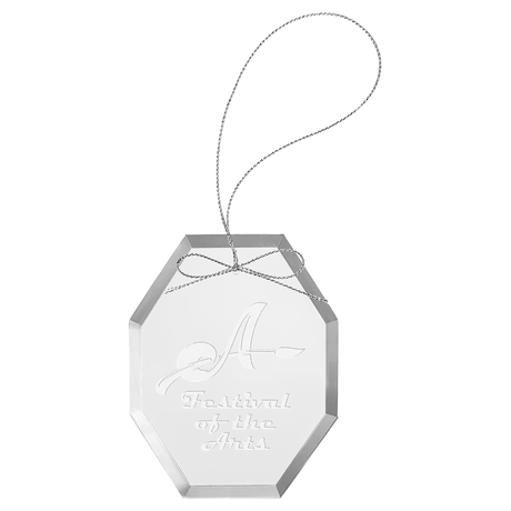 Clear Octagon Glass Ornament with Silver String-AKD Ink