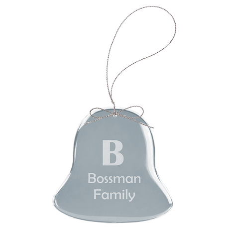 Clear Bell Glass Ornament with Silver String-AKD Ink