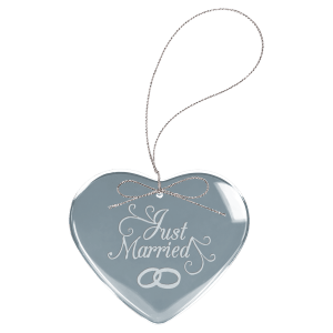 Clear Heart Glass Ornament with Silver String-AKD Ink