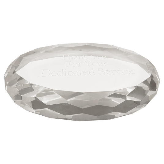 Clear Oval Crystal Paperweight-AKD Ink