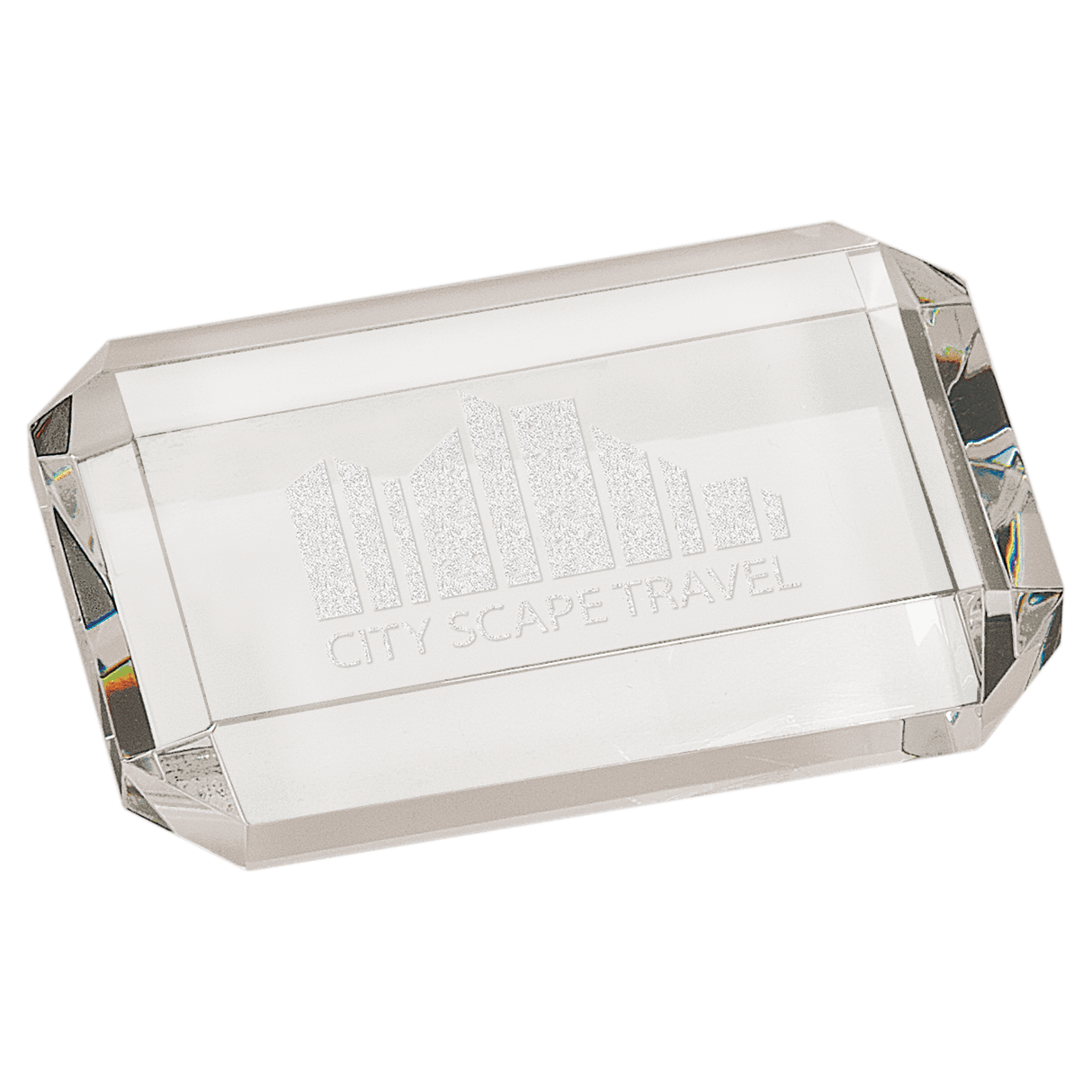 Crystal Rectangle Paperweight with Clipped Corners-AKD Ink