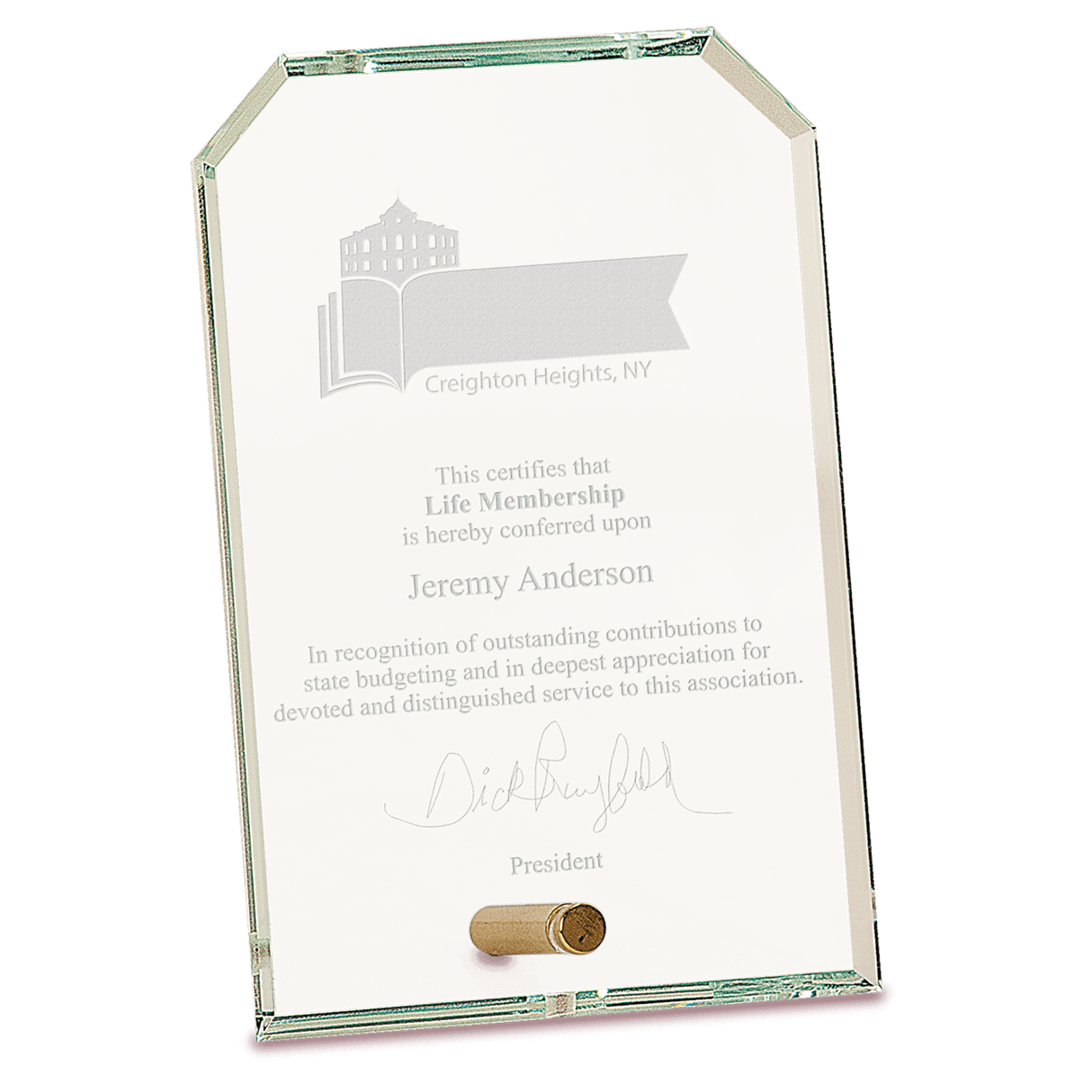 Small Clear Clipped Corners Rectangle CrystalEdge Glass-AKD Ink